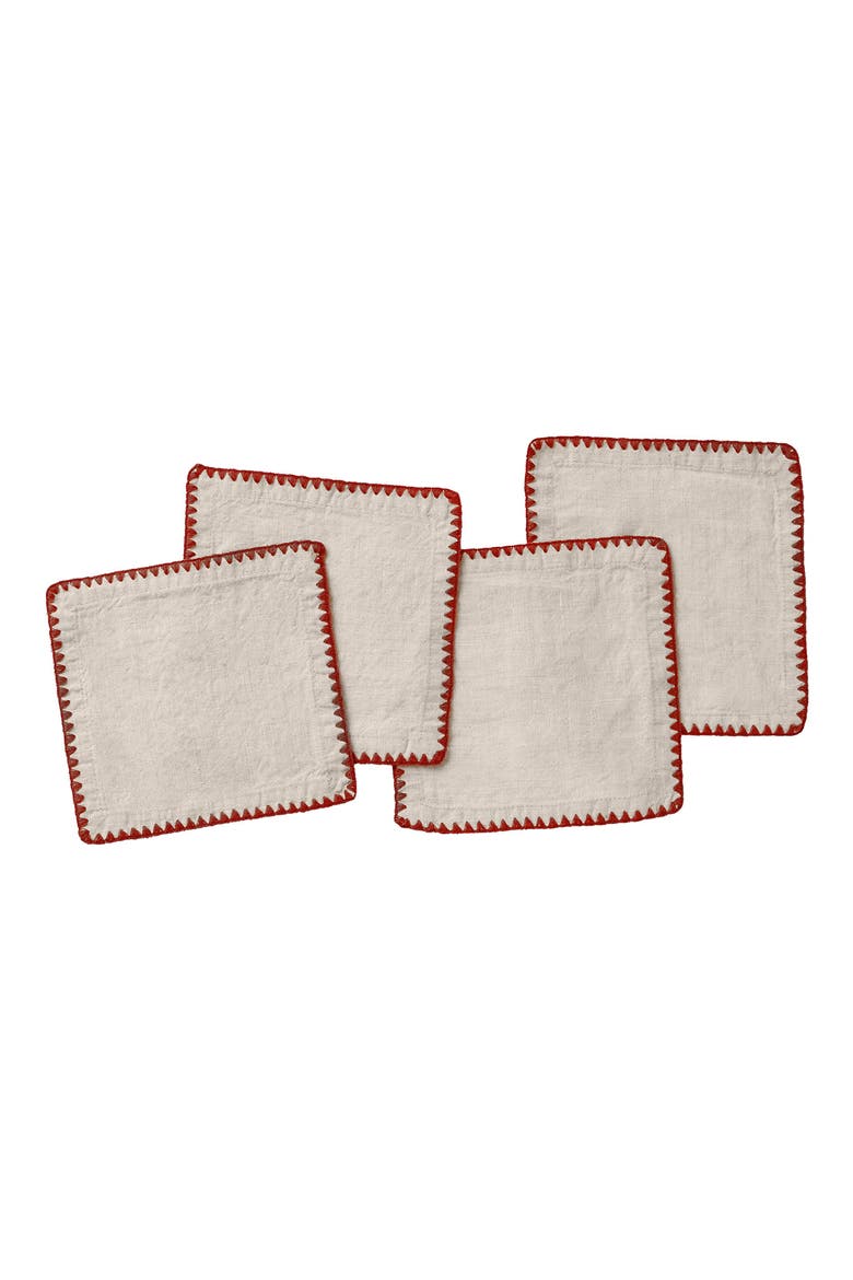 Olivos 4-Pack Organic Linen Napkins, Alternate, color, NATURAL CHAMBRAY /CLARET
