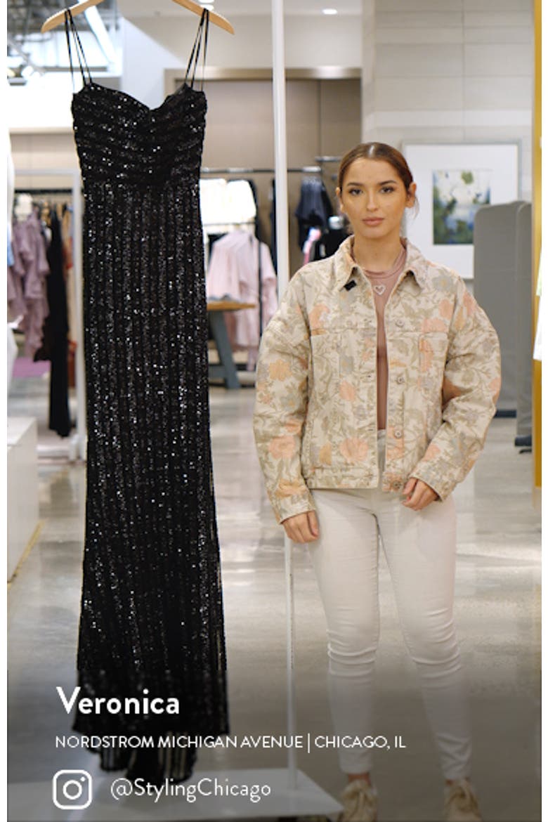 Modern Gown with Thick Line Sequin Fabric video