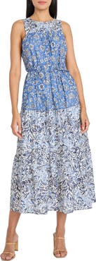 The Good Journey Floral Paisley Sleeveless Cotton Midi Dress