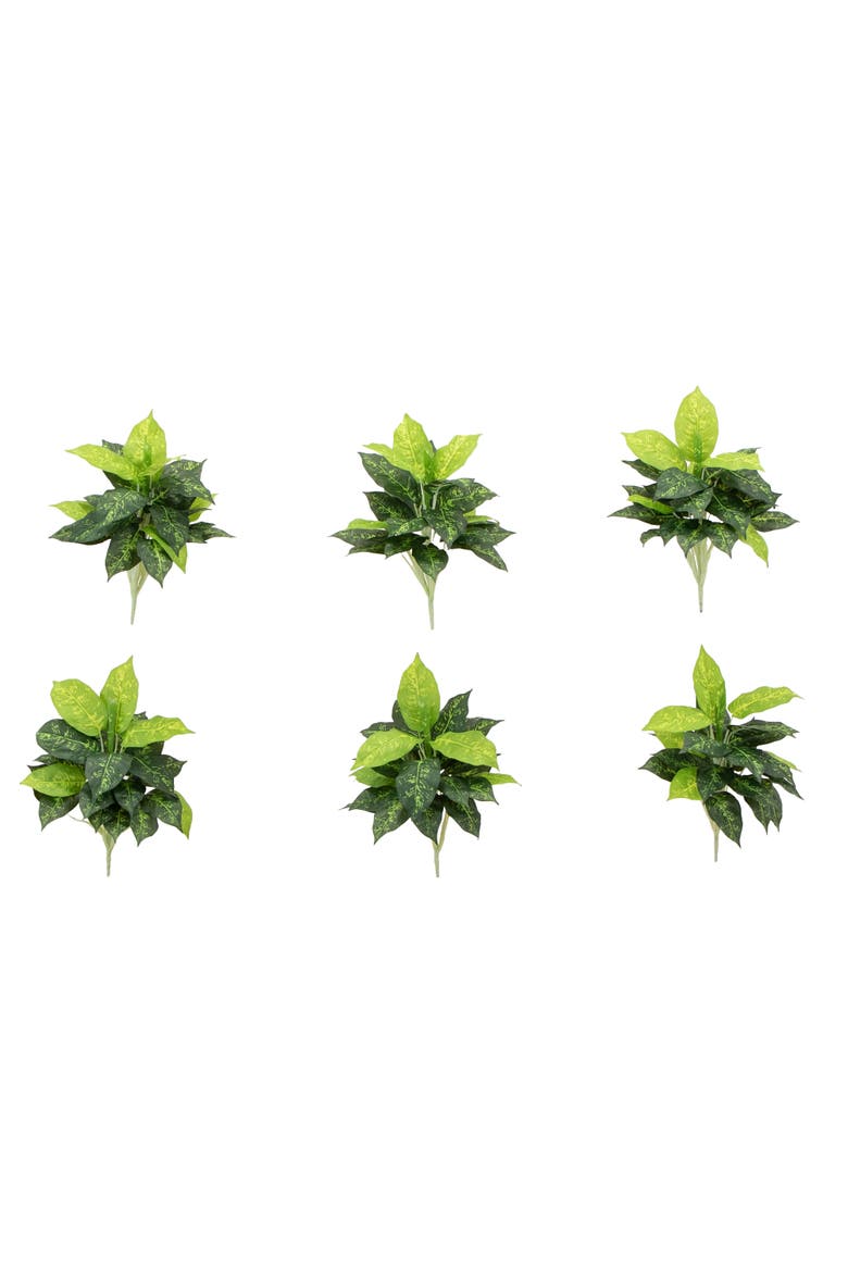 19-in Artificial Dieffenbachia Plant - Set of 6, Main, color, Green