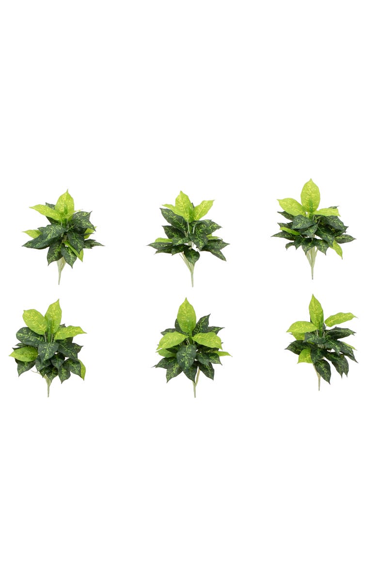 NEARLY NATURAL 19-in Artificial Dieffenbachia Plant - Set of 6, Main, color, Green