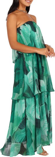 Bloom Strapless Tiered Chiffon Maxi Dress