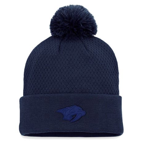 Women's Fanatics Branded Navy Nashville Predators Authentic Pro Road Cuffed Knit Hat with Pom