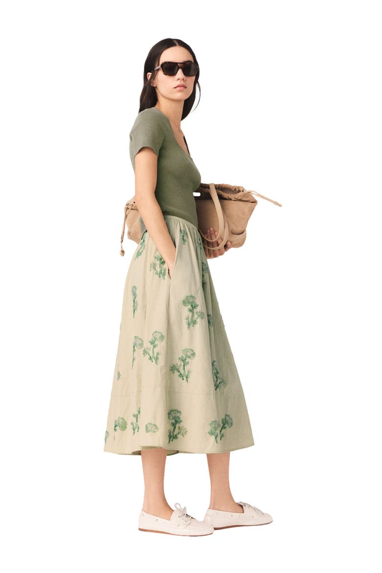 Embroidered technical skirt, Alternate, color, Beige