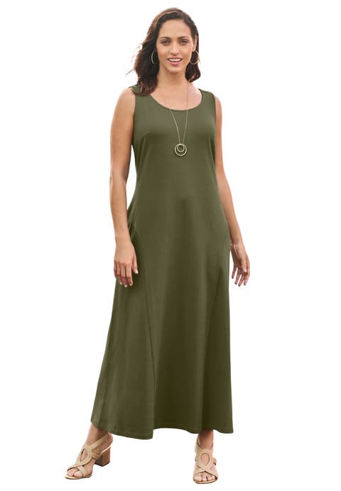 Petite Stretch Cotton Tank Maxi Dress (Plus Available)