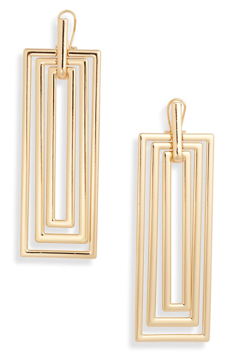 Rectangular Statement Earrings, Main, color, GOLD