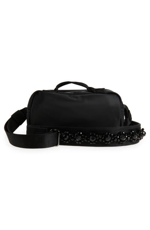 Simone Rocha Beaded Classic Bow Nylon Crossbody Camera Bag In Black/jet2
