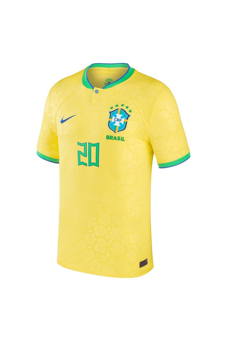 Men's Nike Vinicius Junior Yellow Brazil National Team 2022/23 Replica Home Jersey, Alternate, color, Yellow