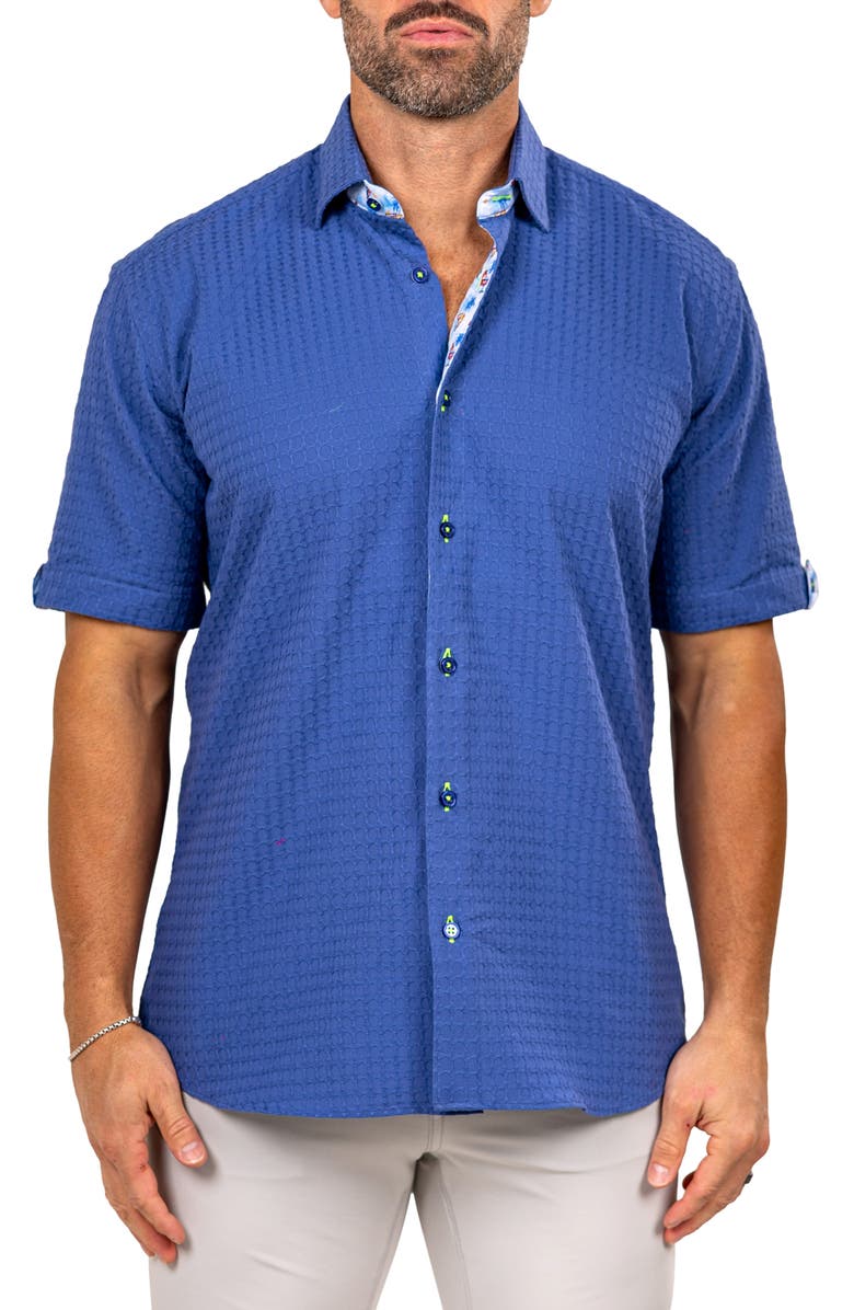 Maceoo Galileo Marthy Short Sleeve Cotton Button-Up Shirt, Main, color, 