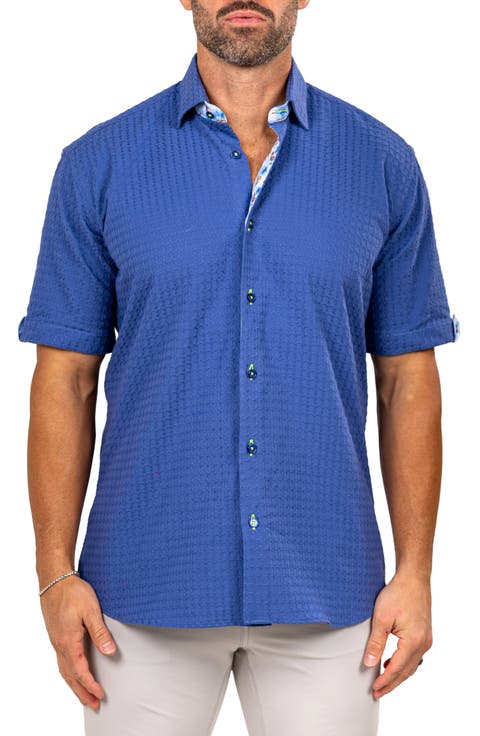 Galileo Marthy Short Sleeve Cotton Button-Up Shirt