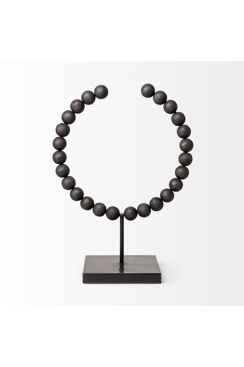 Tulane Beaded Broken Sphere Decorative Object, Alternate, color, Black