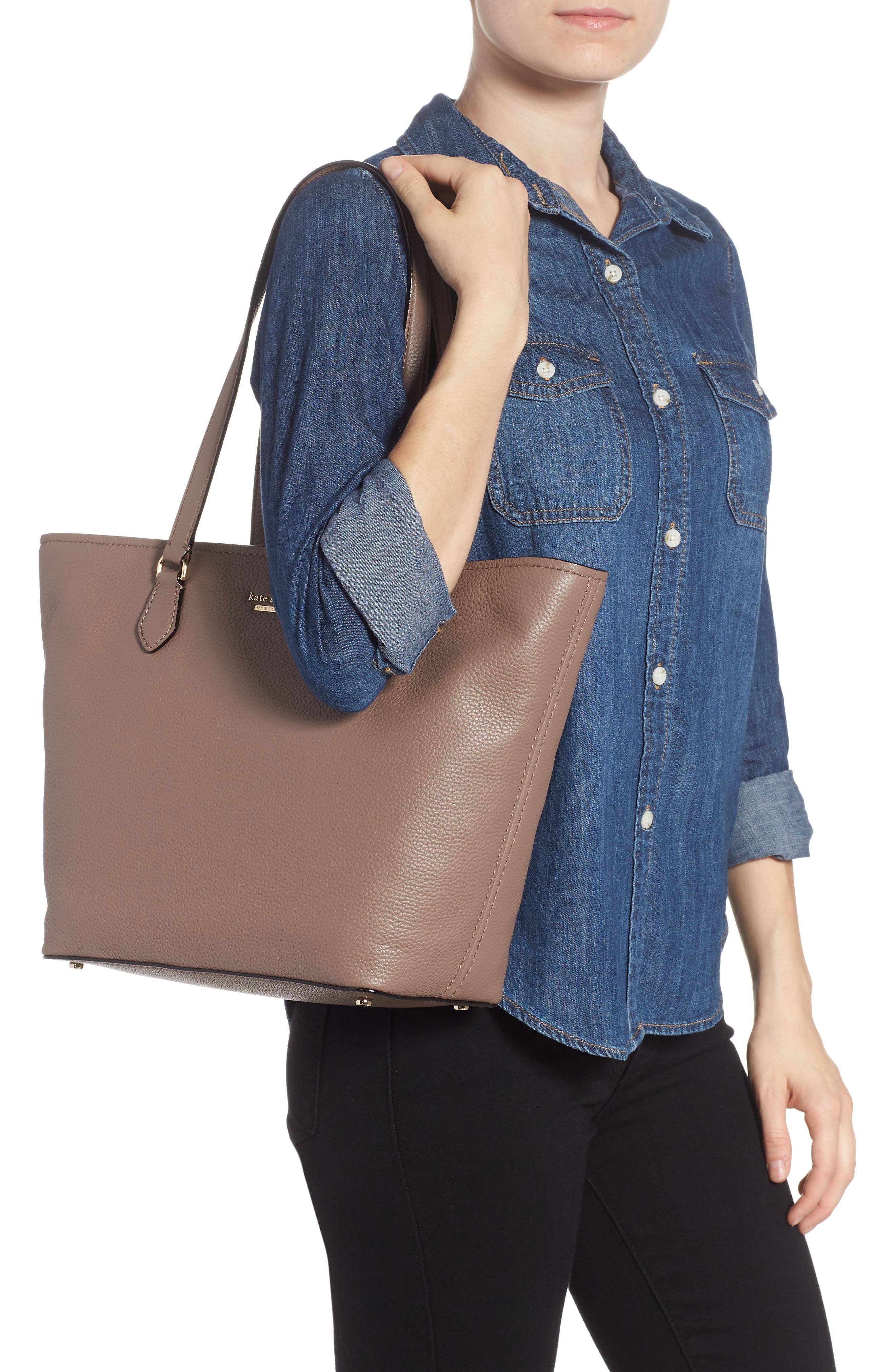 jackson street – jana leather tote, Alternate, color, BROWNSTONE