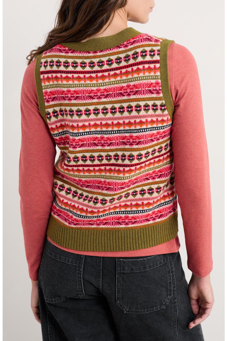 Percella Cove Fair Isle Merino Wool Blend Button-Up Sweater Vest, Alternate, color, KNIT SCILLIA ARAN MULTI