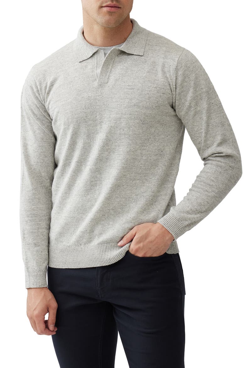 Fortrose Johnny Collar Sweater, Main, color, STONE MARLE