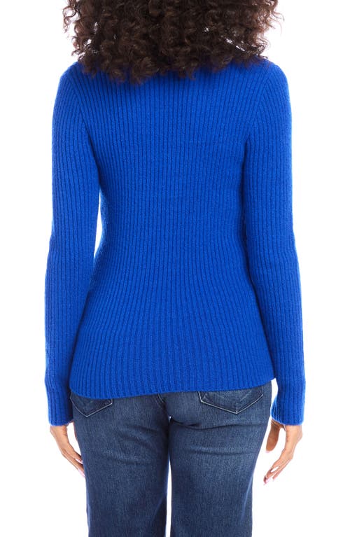 Shop Karen Kane Wide Rib Crewneck Sweater In Royal