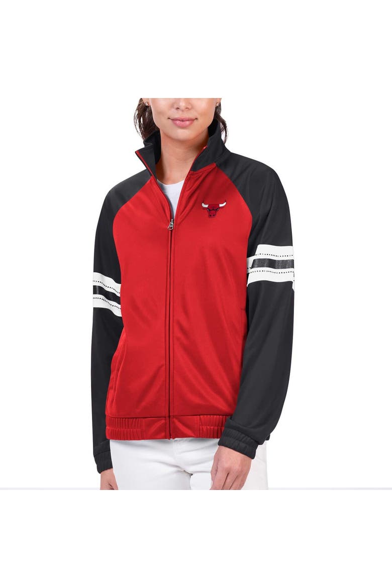 Women's G-III 4Her by Carl Banks Red Chicago Bulls Main Player Raglan Rhinestone Full-Zip Track Jacket, Alternate, color, Red