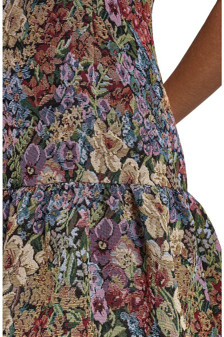 Floral Jacquard Drop Waist Minidress, Alternate, color, VIENNA BLUE MULTI
