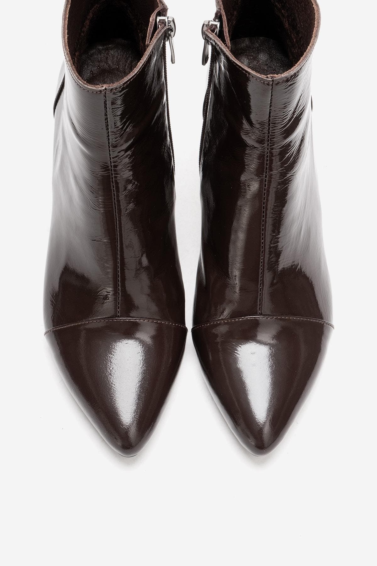 Gael Leather Block Heel Boot, Alternate, color, Brown Patent Leather