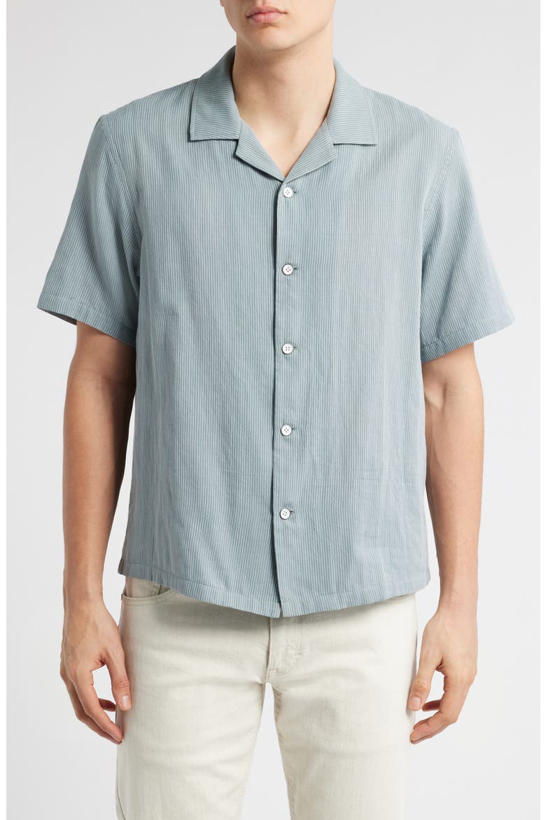Avery Cotton Gauze Camp Shirt, Main, color, STONE BLUE STRIPE