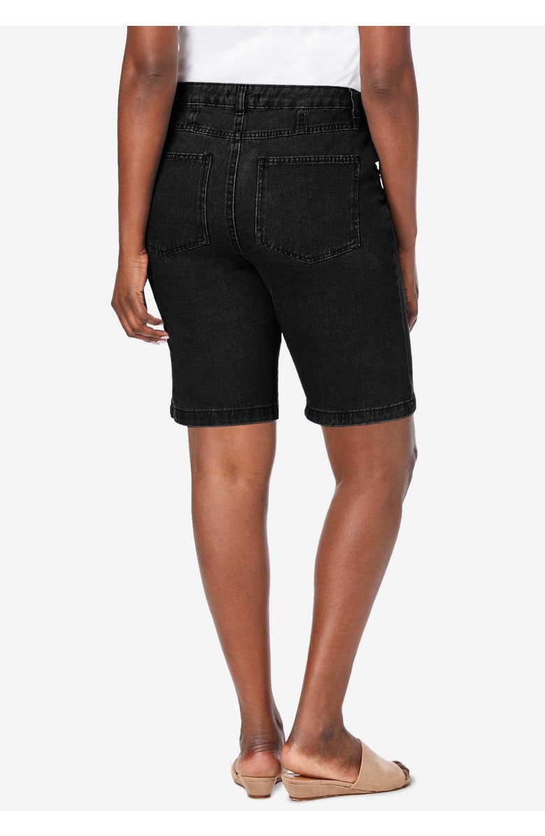 Jessica London Classic Cotton Denim Shorts, Alternate, color, Black