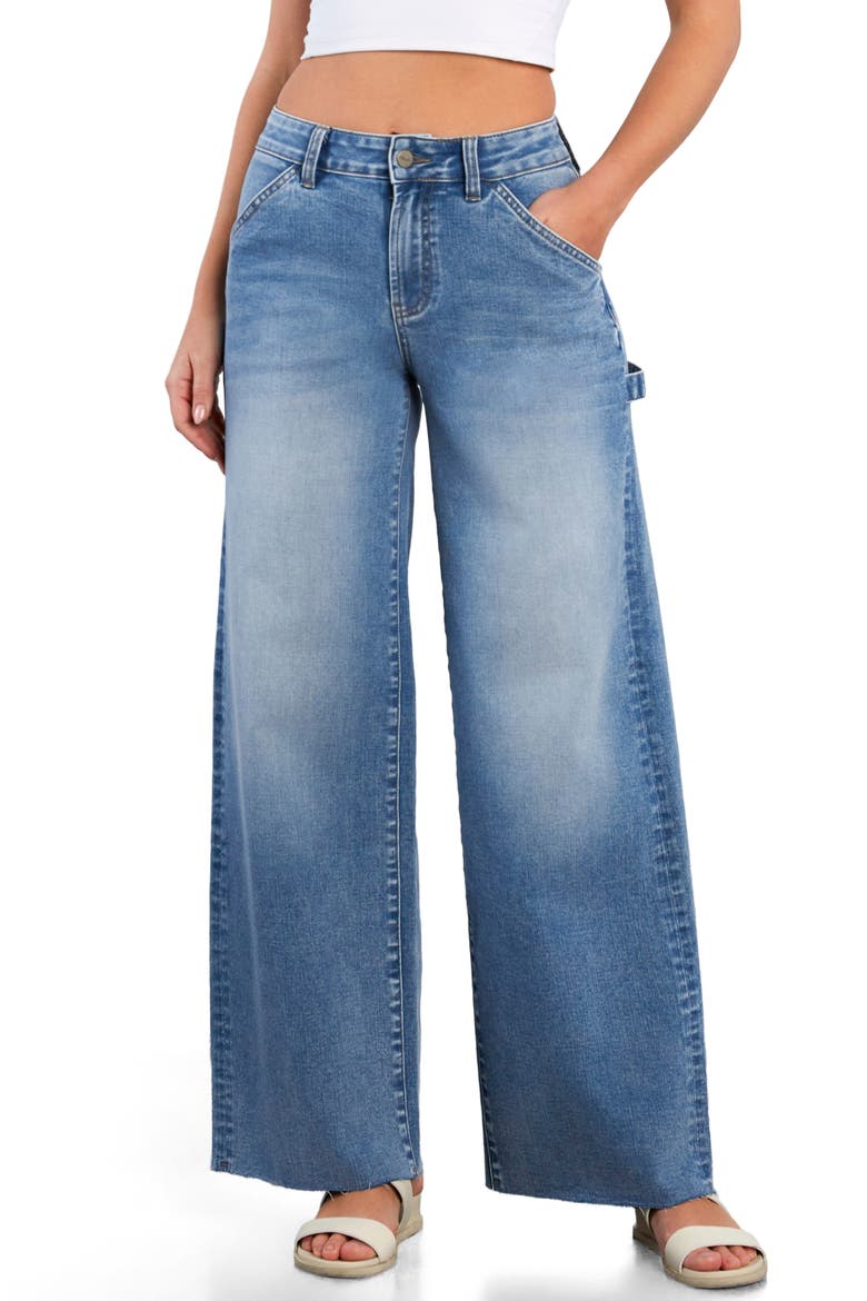 Raw Hem Wide Leg Carpenter Jeans, Main, color, ACE BLUE