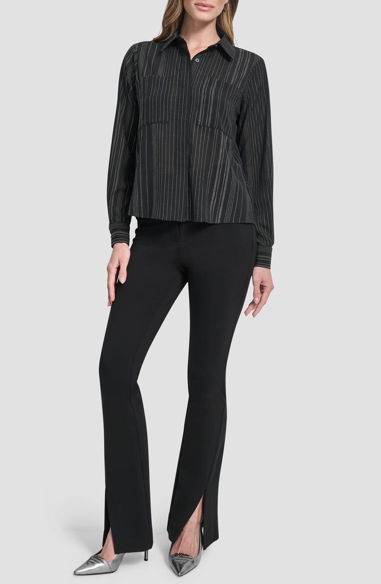 DKNY Studded Chiffon Button-Up Shirt, Alternate, color, Black