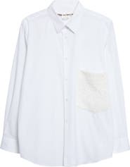 Comme des Garçons Cotton Broadcloth Button-Up Shirt with Chemical Lace Pocket