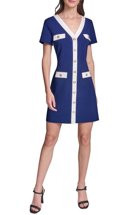 Short Sleeve Scuba Crepe Dress