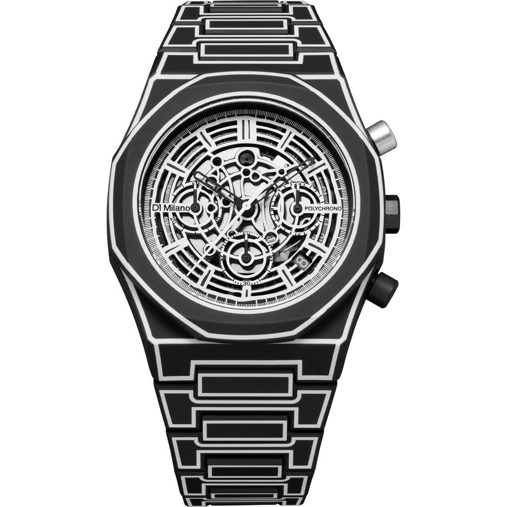 D1 Milano Polycarbonate Skeleton Chronograph 40.5mm In Black