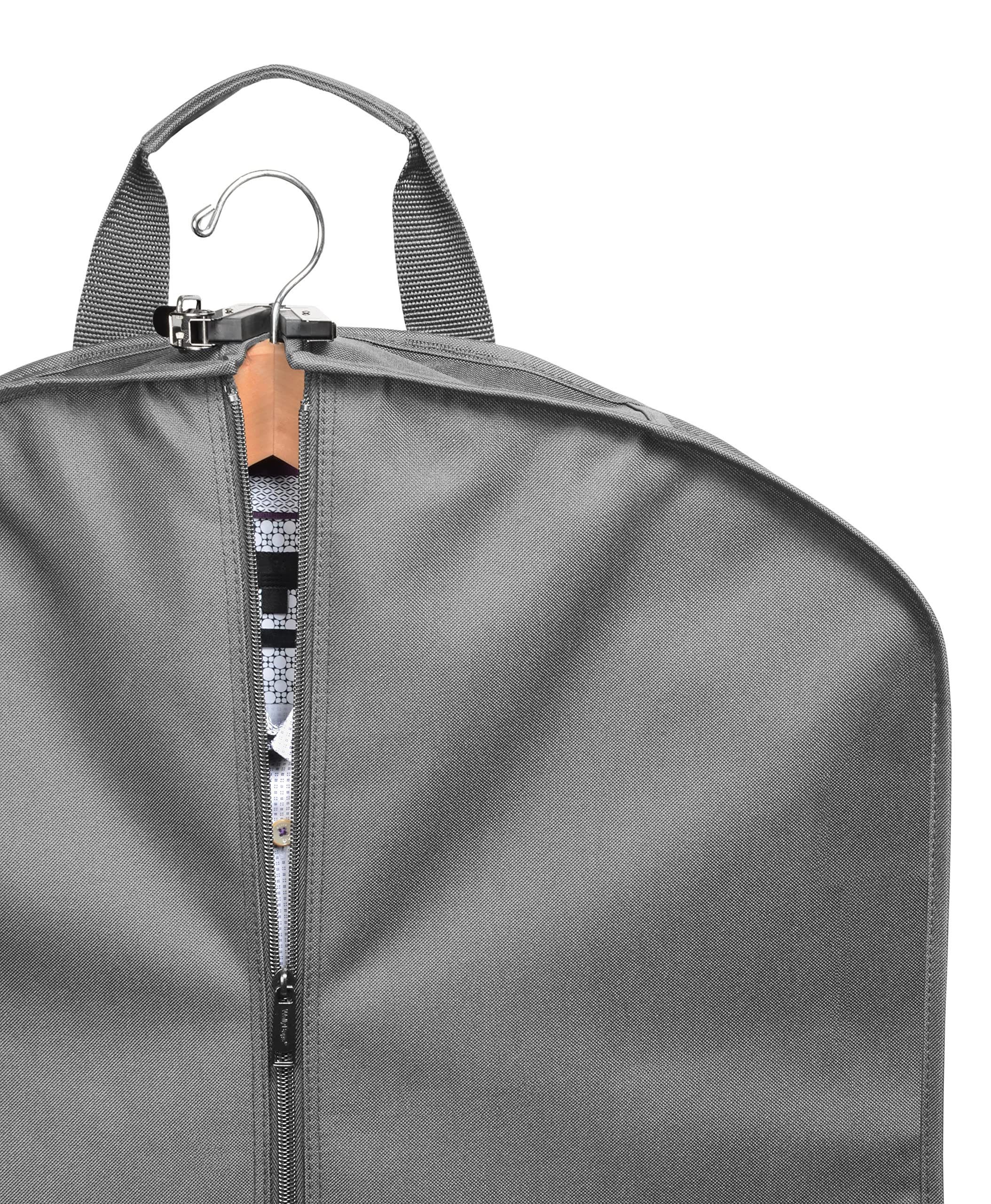 Wallybags Deluxe Travel Garment Bag with two pockets in Grey, Alternate, color, Grey