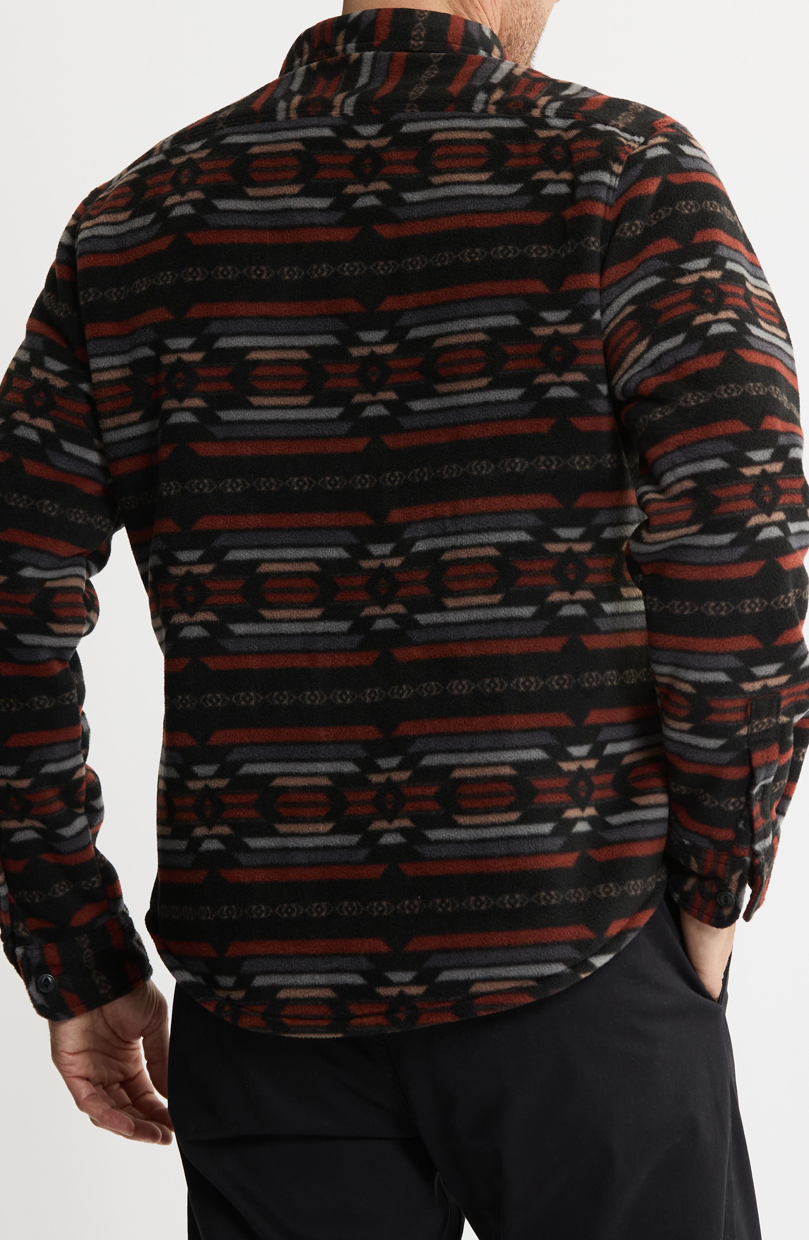 Geometric Jacquard Faux Shearling Lined Jacket - image 2