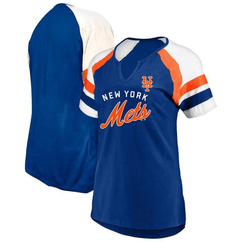 Women's Profile  Royal New York Mets Arched Notch Neck T-Shirt