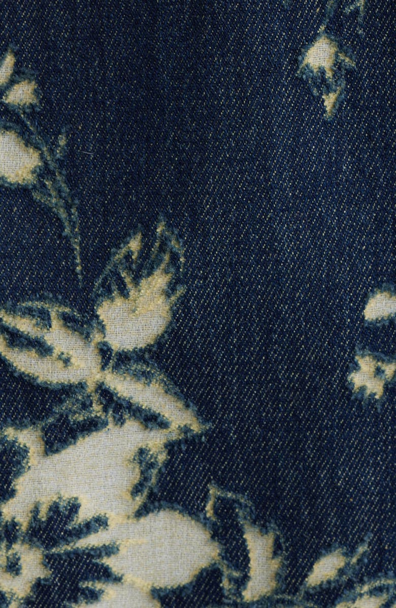 Elie Tahari The Gabby Floral Burnout Denim Midi Dress, Alternate, color, Dark Denim