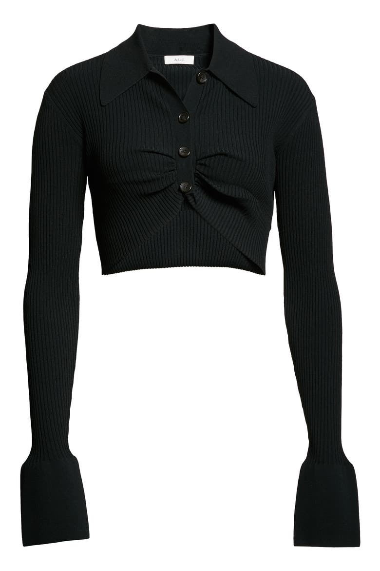 Ashlyn Rib Crop Sweater, Alternate, color, BLACK