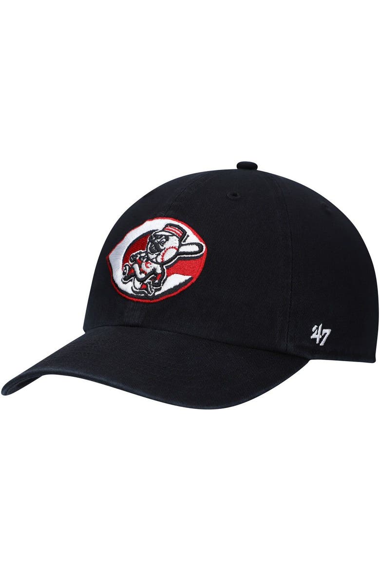 Men's '47  Black Cincinnati Reds Cooperstown Collection Clean Up Adjustable Hat, Main, color, Black