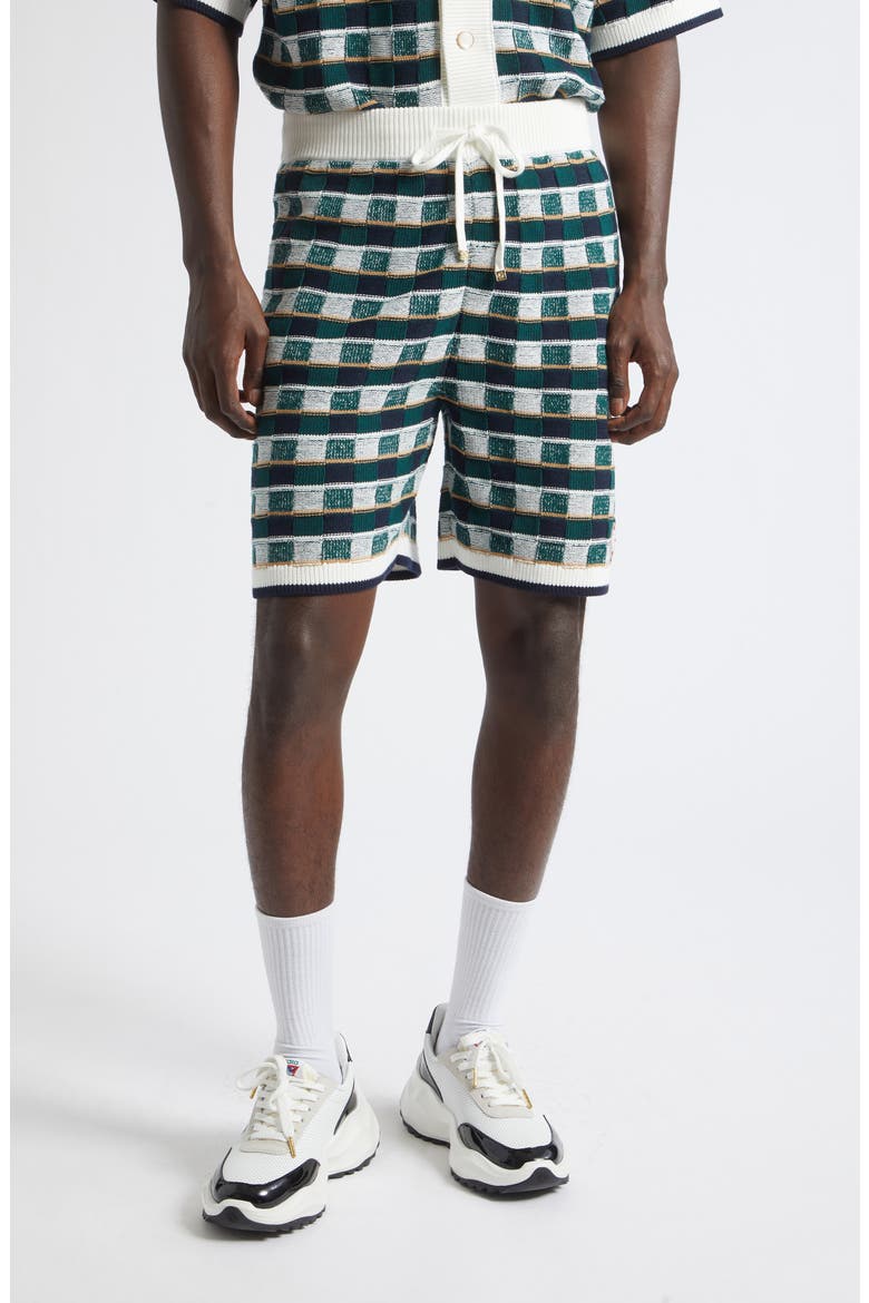 Mosaic Check Cotton Jacquard Shorts, Main, color, COTTON