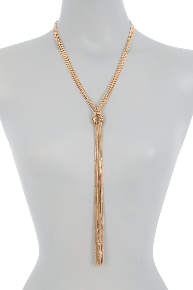 Multi Strand Knotted Y-Necklace, Main, color, GOLD