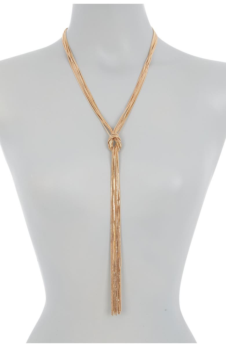 NORDSTROM RACK Multi Strand Knotted Y-Necklace, Main, color, Gold