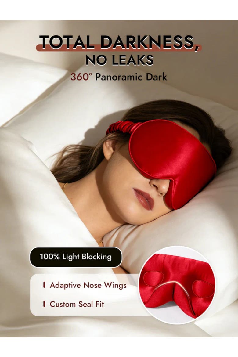22 Momme Mulberry Silk Upgraded 3D Adjustable Eye Mask, Alternate, color, Wine