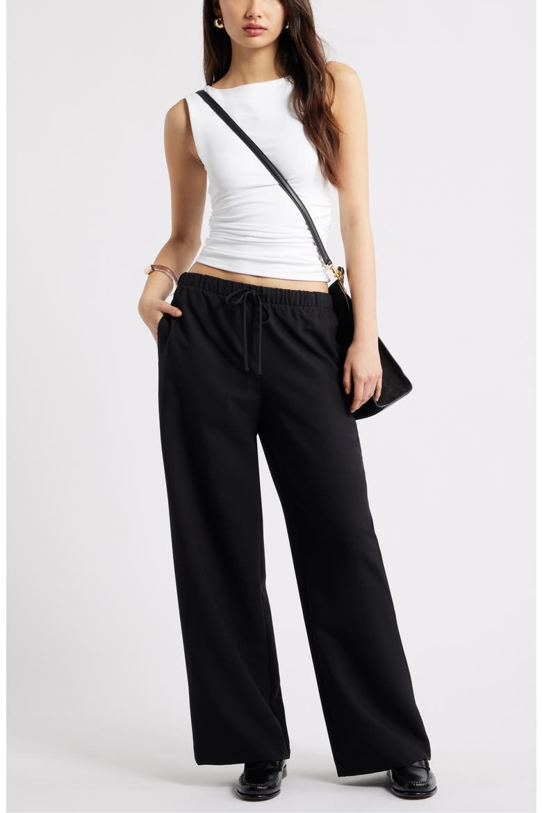Icon Pull-On Wide Leg Pants, Alternate, color, BLACK
