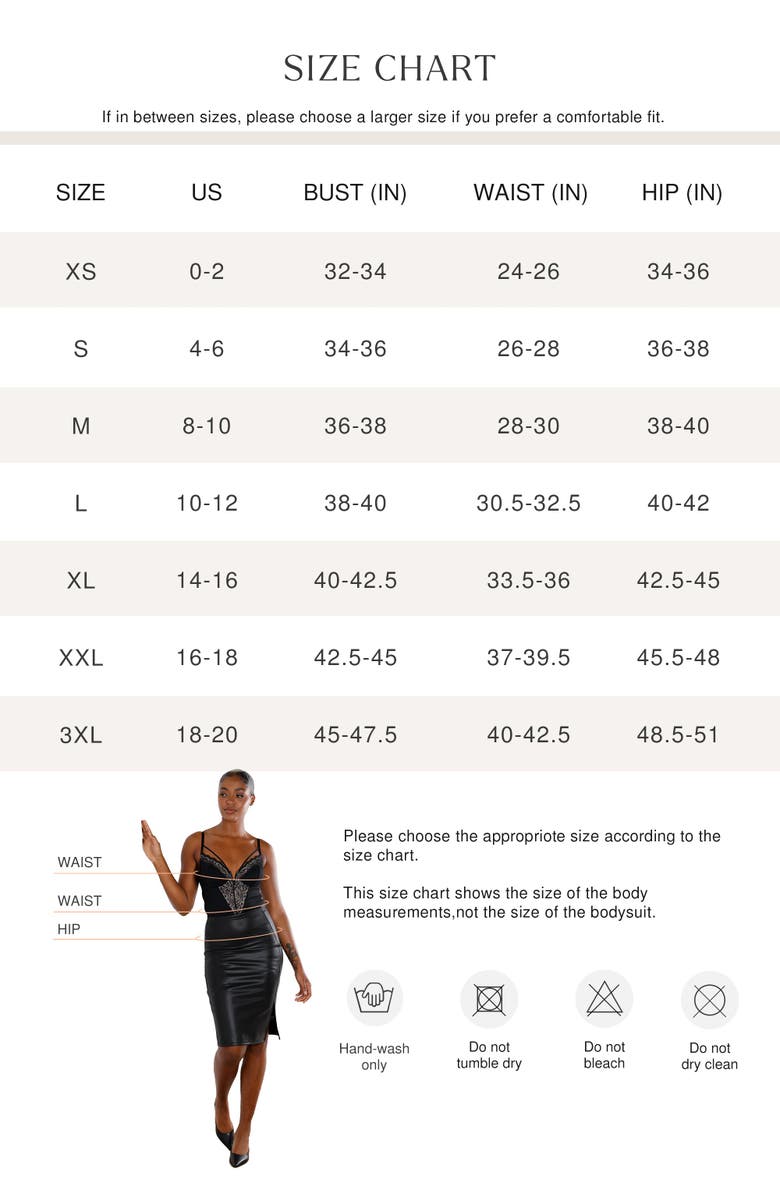Popilush Shapewear Strappy Tummy Control Lace Inset Bodysuit, Alternate, color, Midnight Black