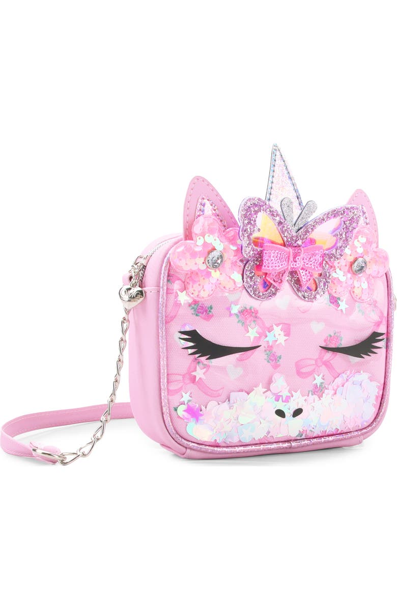 OMG Accessories Kids' Gwen Confetti Unicorn Crossbody Bag, Alternate, color, Petal