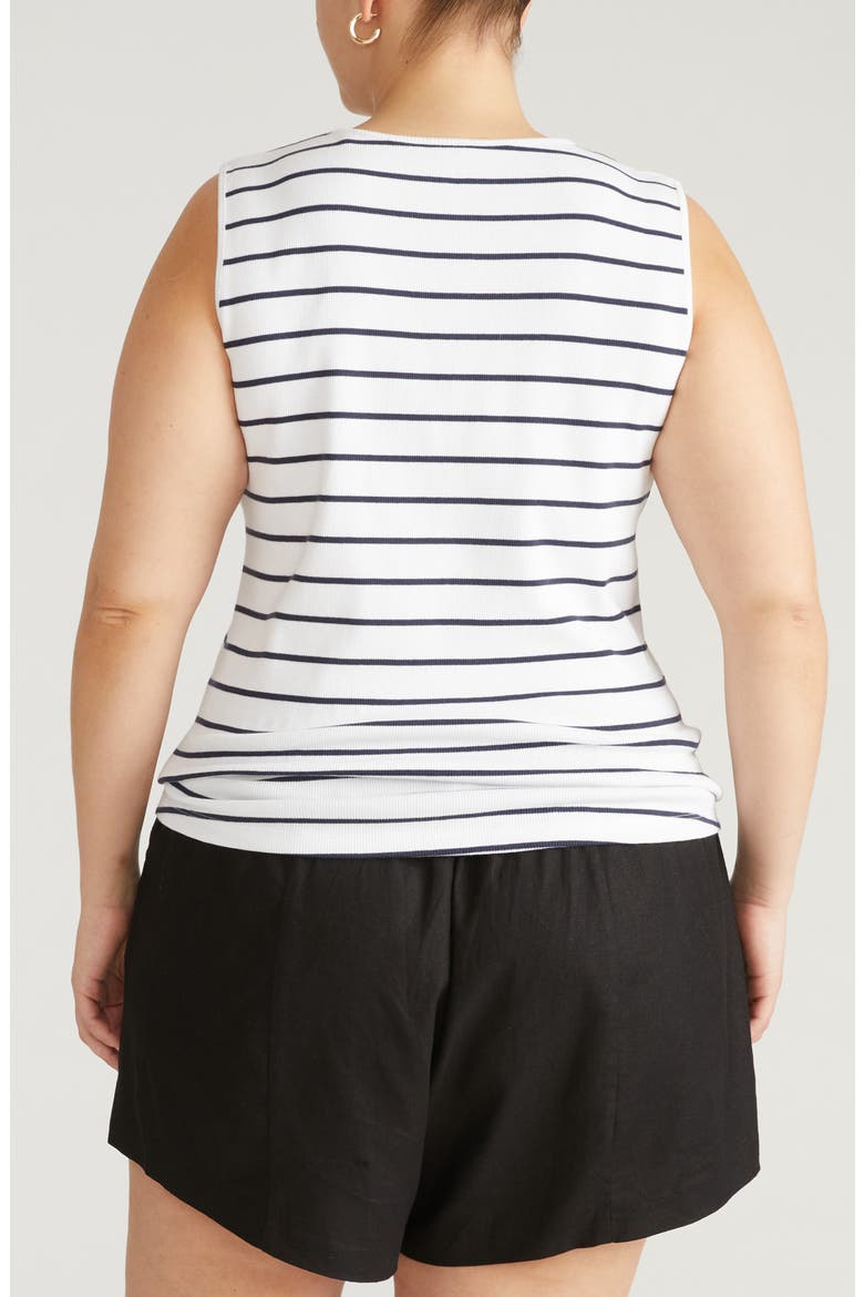 Daisy Ribbed Scoop Neck Tank, Alternate, color, NAUTICAL NAVY STRIPE