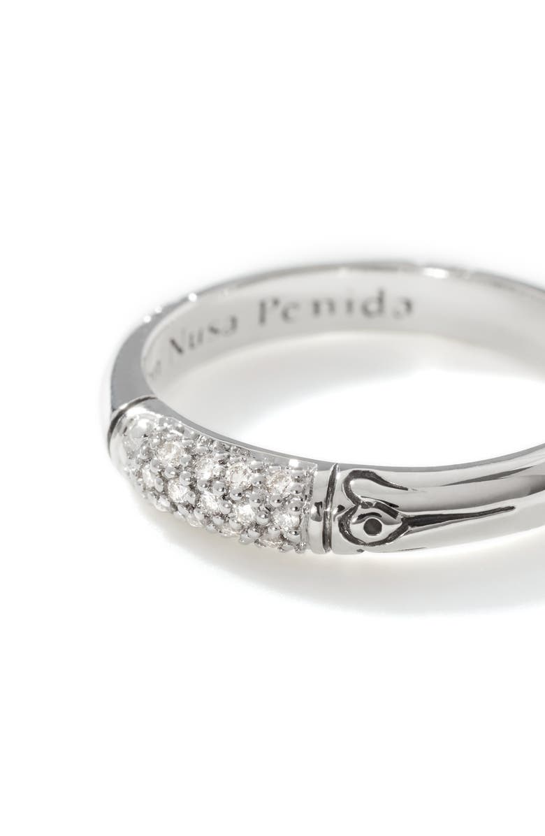 John Hardy Nusa Penida Silver Pavé Diamond Slim Ring, Alternate, color, Silver