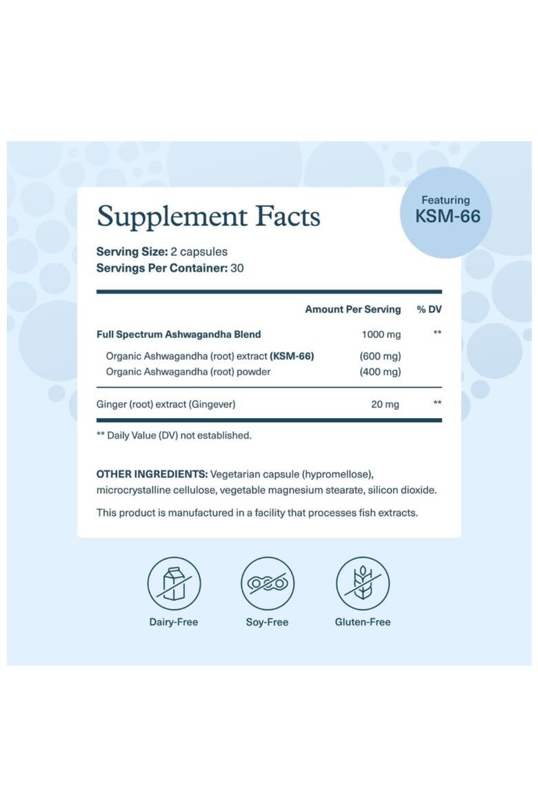 Ashwagandha Stress Support Supplement 1000 mg 60 Vegetarian Capsules, Alternate, color, None