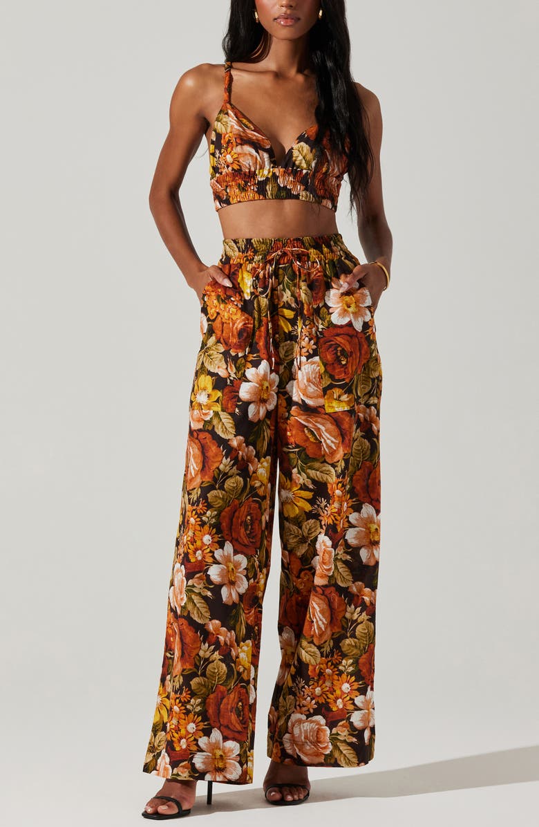 ASTR the Label Femi Wide Leg Pants, Alternate, color, Brown Floral Print