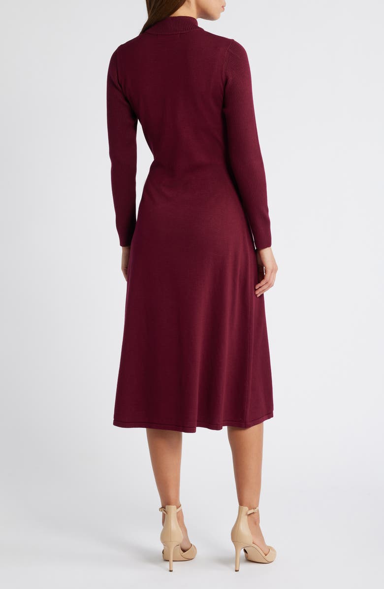 Julia Jordan Tie Belt Mock Neck Long Sleeve Dress, Alternate, color, 