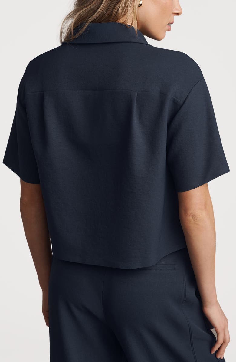 Rhone Horizon Crop Button-Up Shirt, Alternate, color, Navy Blue