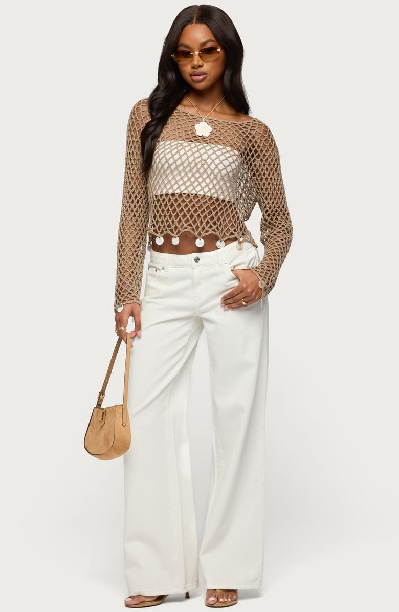 EDIKTED Roman Wide Leg Jeans, Alternate, color, White