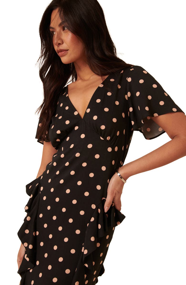 Nobody's Child Lyndsey Spot Midi Dress, Alternate, color, Black